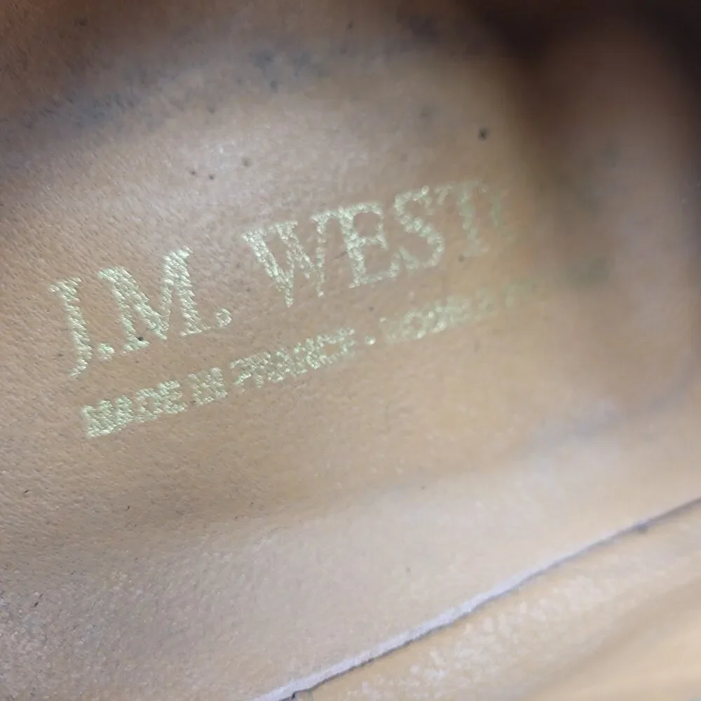 JM Weston Men Size 10/43 Black Leather Wingtip Brogue Oxford Shoes